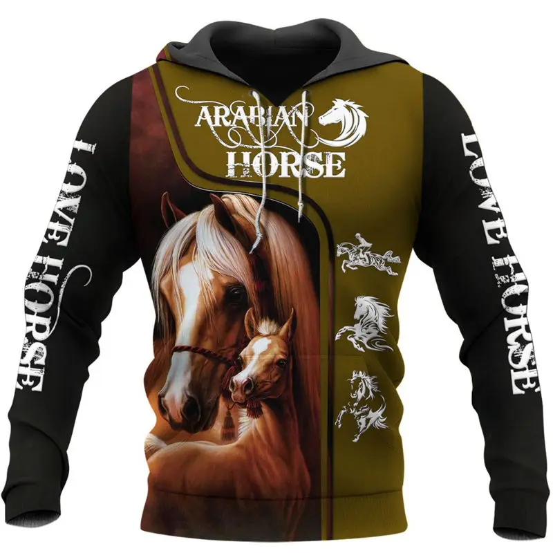 

Harajuku Fashion Hoodie Animal Arabian Horse 3D Full Print Men's Zip Hoodie Unisex Autumn Street Casual Sweatshirt Jacket