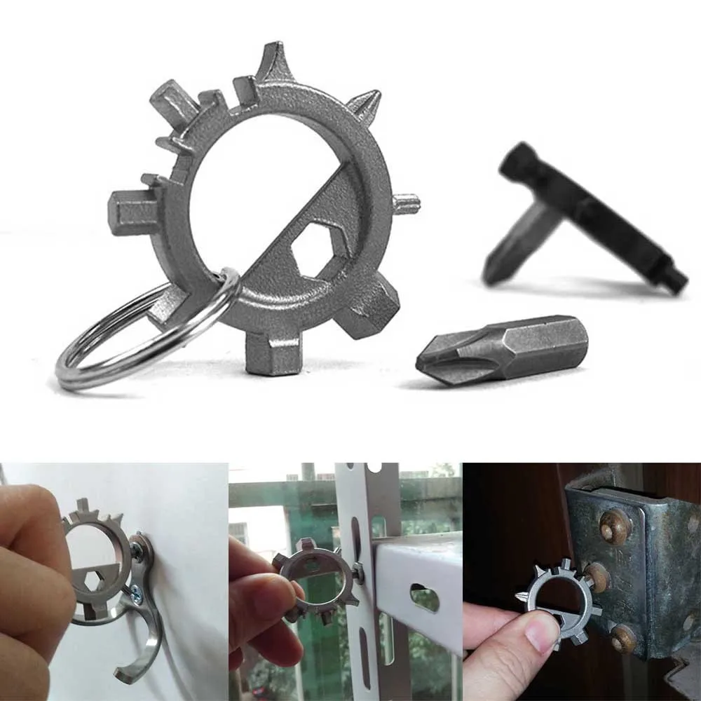 

12 In 1 Multifunctional Octopus Bottle Opener Stainless Steel Bicycle Keychain Screwdriver Portable Cycling Repair Tool