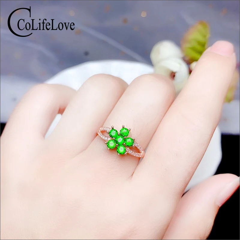 

CoLife Jewelry 925 Silver Diopside Ring for Daily Wear Natural Chrome Diopside Silver Ring Sterling Silver Diopside Jewelry