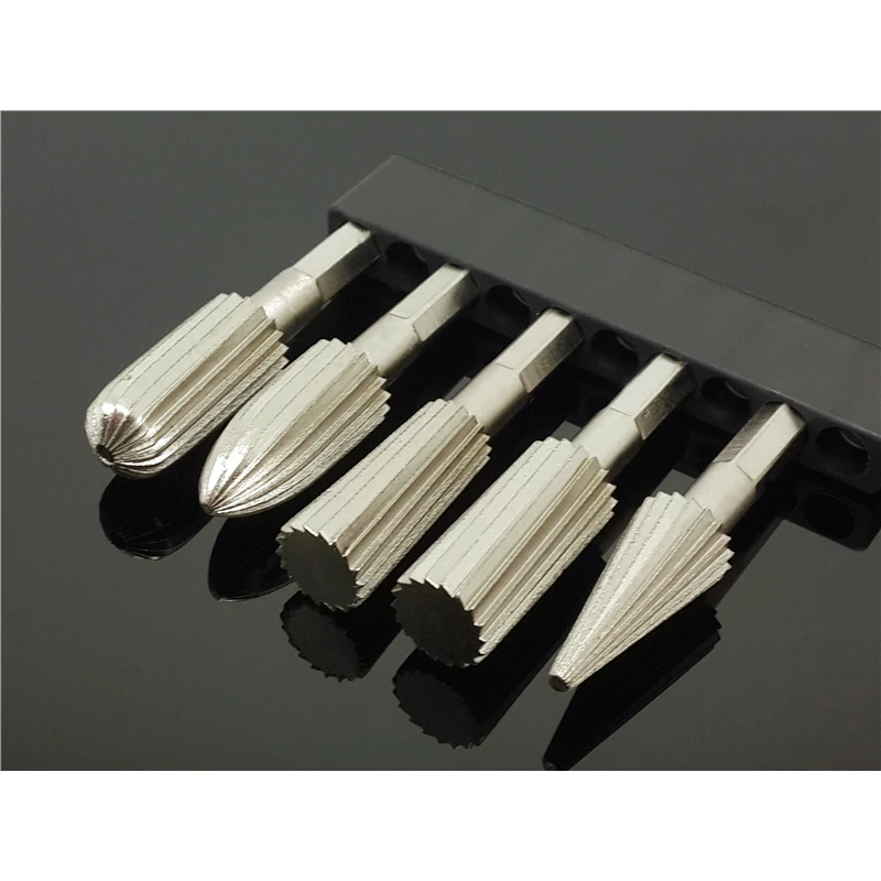 

5pcs 6.35mm Carbide Rotary Burr Set Hss Rotary Files Burr Cutter Metal Plastic Wood Grinding Woodworking Hex Shank Rotary Rasp