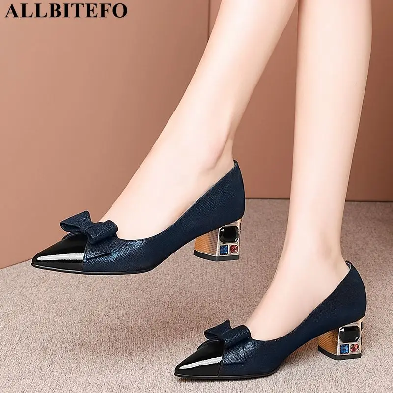 Туфли ALLBITEFO женские из натуральной кожи вечерние милые брендовые туфли на