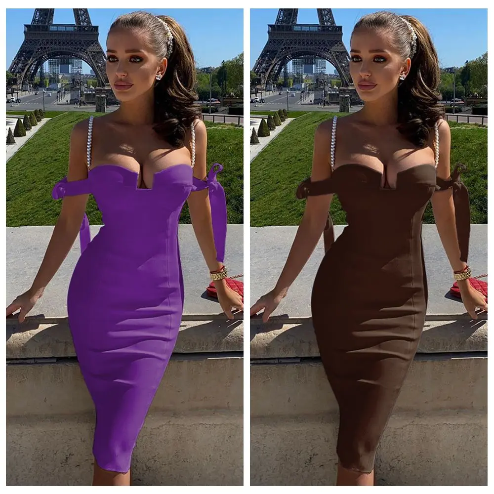 

Bandage Dress 2021 Summer Women's Black Bodycon Dress Off Shoulder Ladies Sexy Club Party Dress High Quality Outfits