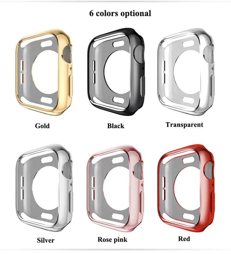 Защитный чехол для Apple Watch 38 мм, 42 мм, 40 мм 44 мягкий прозрачный TPU/Алюминий корпус из сплава для наручных часов Iwatch серии 5 4 3 2 1 Аксессуары