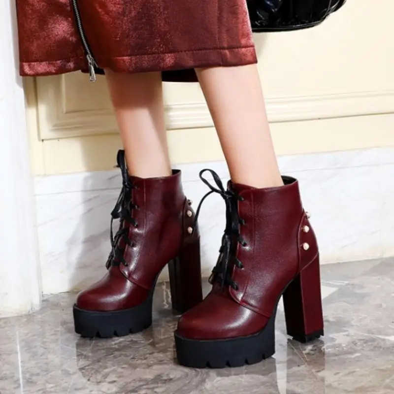 CoolCept/женские ботильоны на высоком каблуке Модная повседневная обувь платформе с