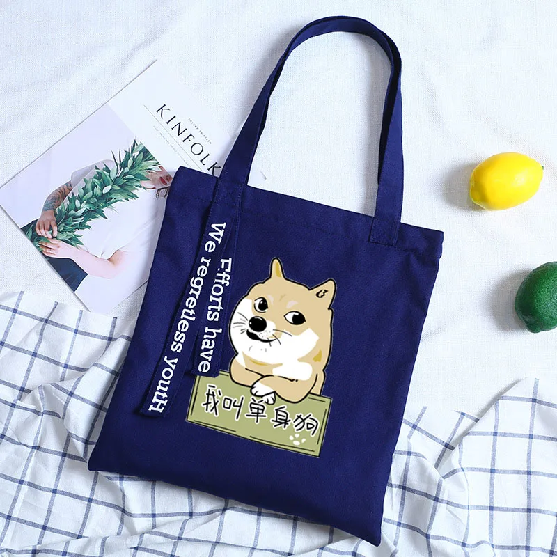 24 Женская сумка из холста с принтом собаки из аниме shiba Inu Doge, сумки-мессенджеры для дам, сумки через плечо, женские сумки - Цвет: 24