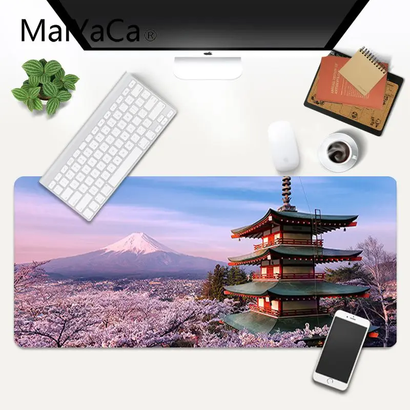 

MaiYaCa Japan Temple Cherry blossom mouse pad gamer play mats Gaming Mouse Mat xl xxl 800x400mm for world of warcraft