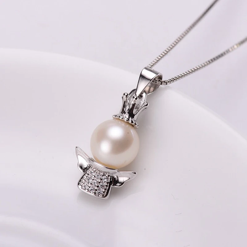 

Genuine 925 Sterling Silver Women Angel Necklaces Trendy Pearl Pendant Necklace For Women Party Silver 925 Jewelry Gifts