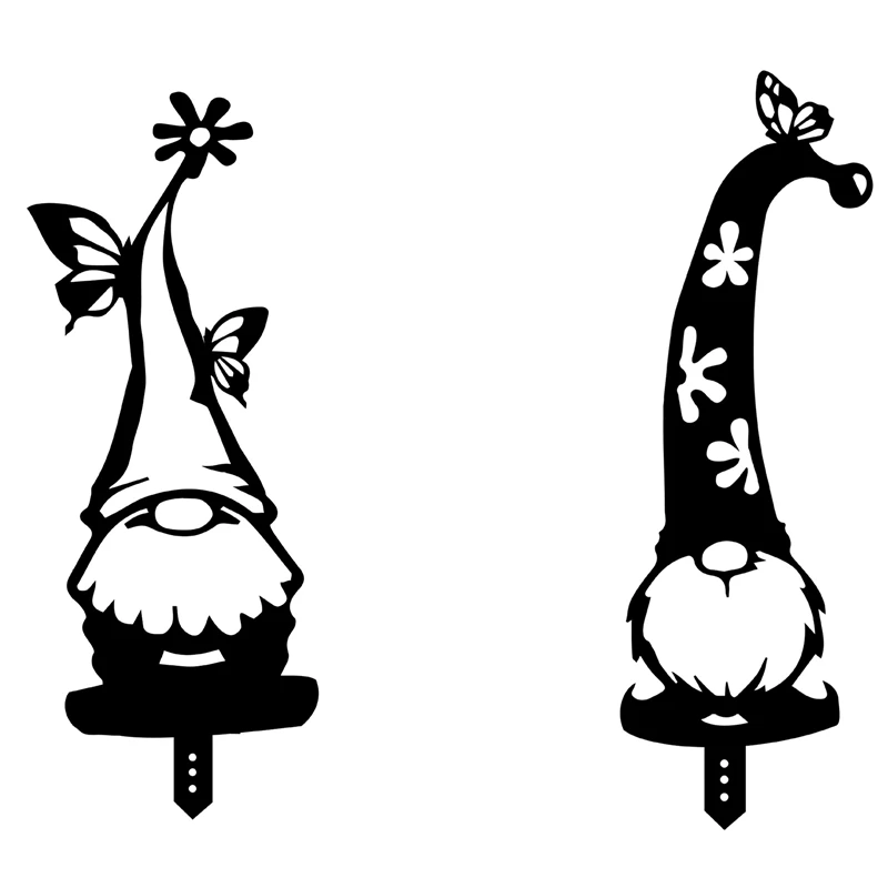 

2PCS Acrylic Black Santa Yard Art Gardening Ornaments Gnomes Standing Silhouette Backyard Lawn Decor, A & D