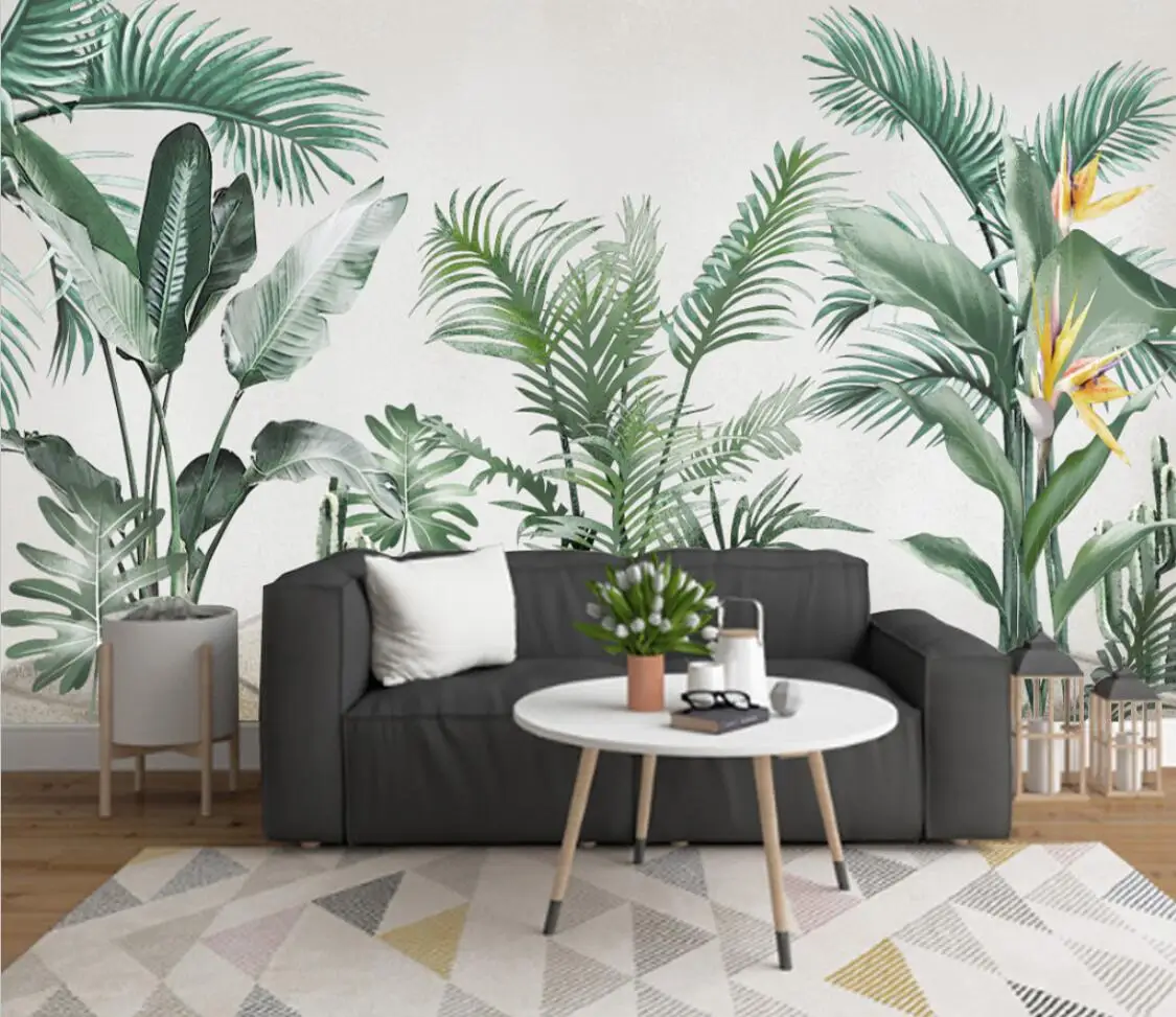 

beibehang custom Banana leaf palm tree Photo Wallpaper for Wall Painting Living Room Sofa TV Background 3D art Mural Wall Paper