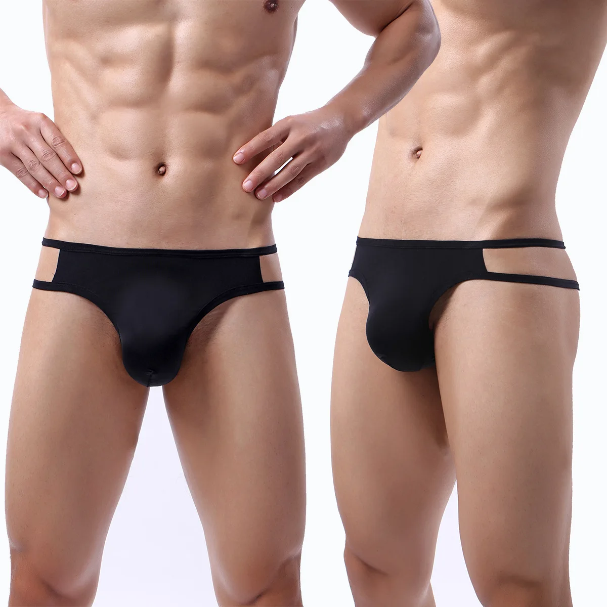 

Men Sexy Low Waist Briefs Solid Color Bulge Pouch Jockstrap G-string Thongs Strappy Elastic Waistband T-back Underwear for Men