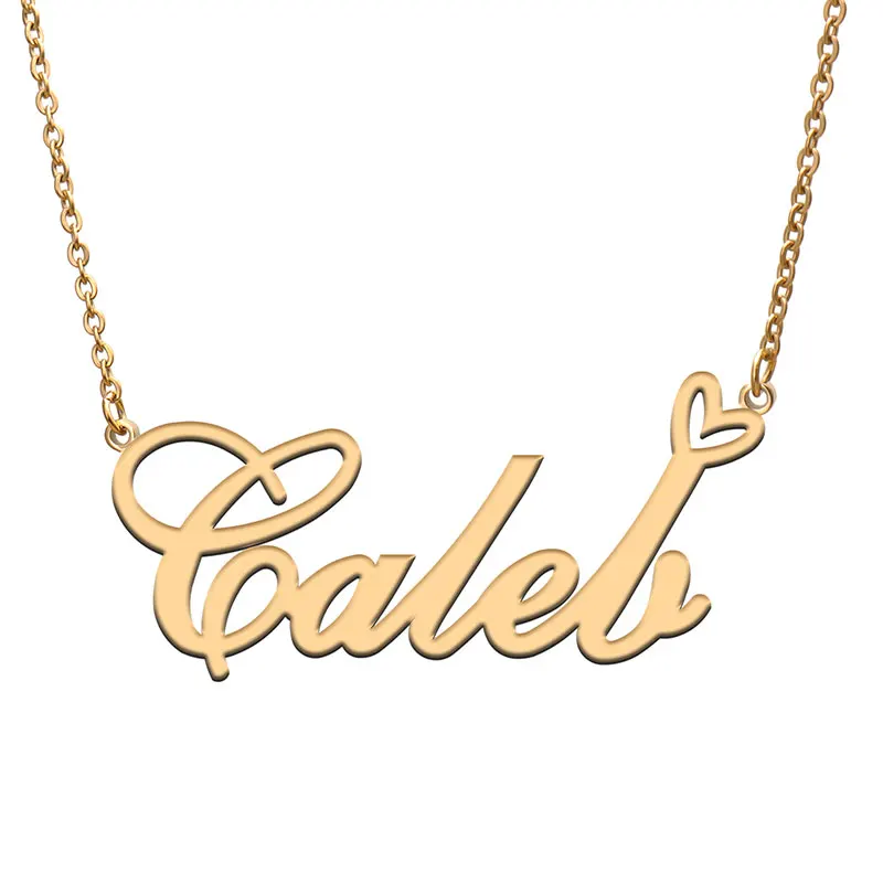 

Love Heart Caleb Name Necklace for Women Stainless Steel Gold & Silver Nameplate Pendant Femme Mother Child Girls Gift