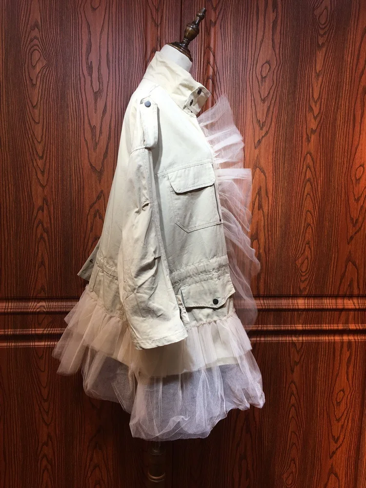 DEAT водолазка с длинными рукавами сетчатая Лоскутная Асимметричная однобортная