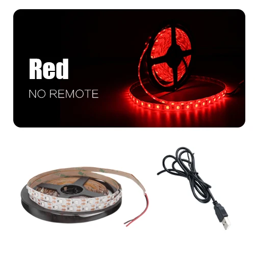 Red DC 5 В Светодиодная лента USB кабель питания гибкий светильник 50 см 1 м 2 м 3 м 4 м 5 м SMD 2835 мини 3Key Настольный Декор ТВ фоновый светильник ing - Испускаемый цвет: Red