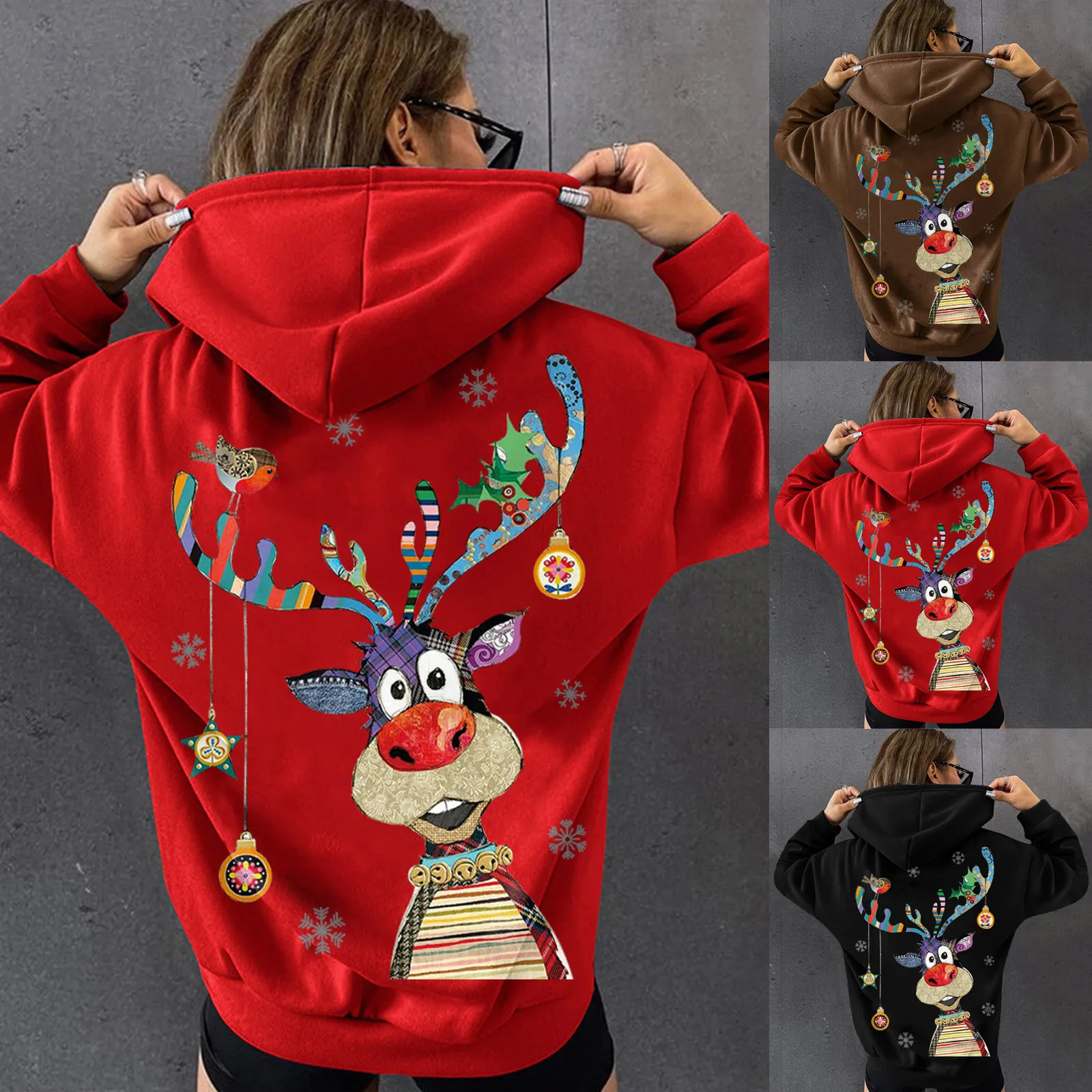 

Женская рождественская Толстовка свободного покроя с длинным рукавом, повседневные хорошие подарки, толстовки, теплый и мягкий пуловер, то...