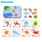 Деревянный пазл, обучающие игрушки для детей, развивающие животныетранспортные средствадинозаврыфрукты, игрушка-пазл