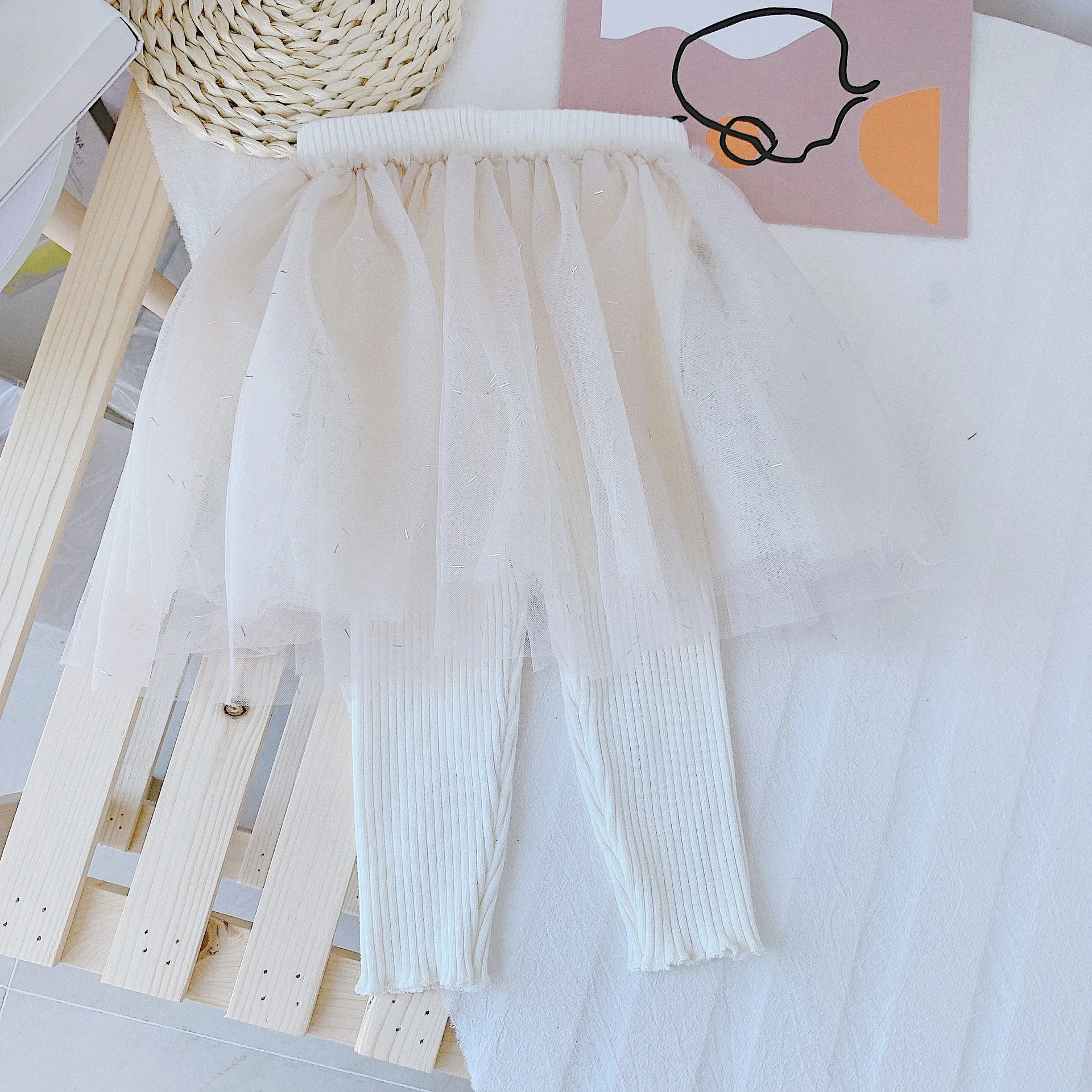 1-4 Y Baby Girls Culottes Fashion Net Yarn Sequins Skirt Knitted Wool Pants for Girl Kids Cute Korean Leggings Toddler Trousers | Детская