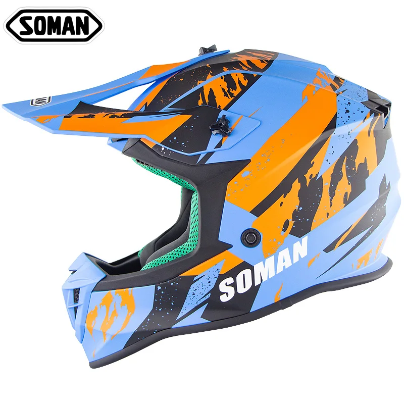 Blue Orange Soman Casco крутой гоночный шлем для мотокросса Ece Healmet горные шлемы Helt Dirt Bike Motocicleta Motosiklet cask модульный - Цвет: Blue Orange
