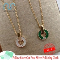 famous brand luxury necklace rome ancient coins series hollow out malachite pearl oyster s925 silver pendant necklace with logo