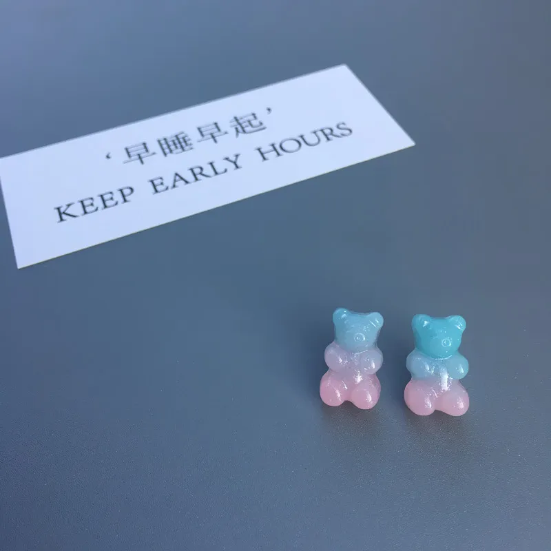 

2021 trend Christmas earrings for women resin New cute bear sweet candy color Unusual earrings Gifts for the new year