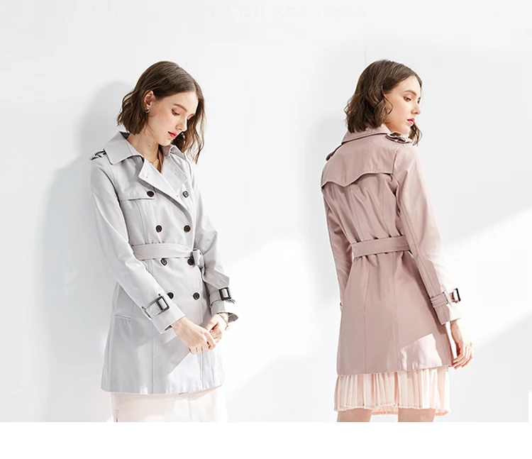 2020 European New Spring Autumn Windbreaker Women Double Breasted Casual Lapel Overcoat Female Long Jacket OutwearLX1554