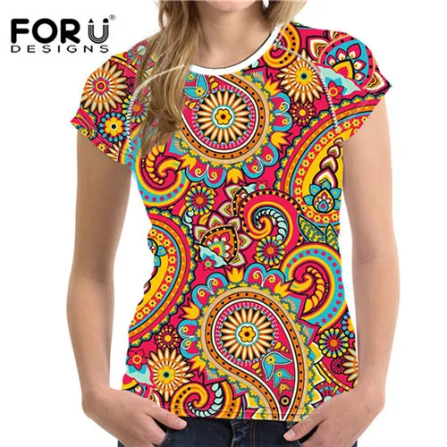FORUDESIGNS/летние модные женские футболки, топы с 3D цветочным принтом, женская футболка, женская футболка, Vetement для дам, высокое качество - Цвет: T0539BV