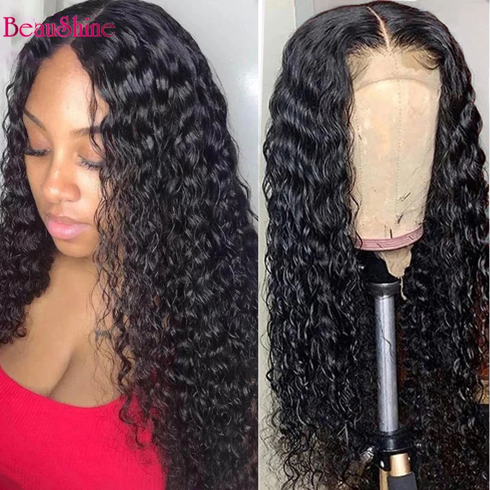 30INCH 4x4 Deep Wave Wig Lace Closure Human Hair Wigs Pre Plucked Peruvian Hair Wig For Black Women 250% Density