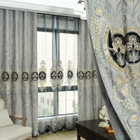 european luxury gray jacquard blackout decorative curtains for bedroom window curtains living room luxury drapes custom valance4