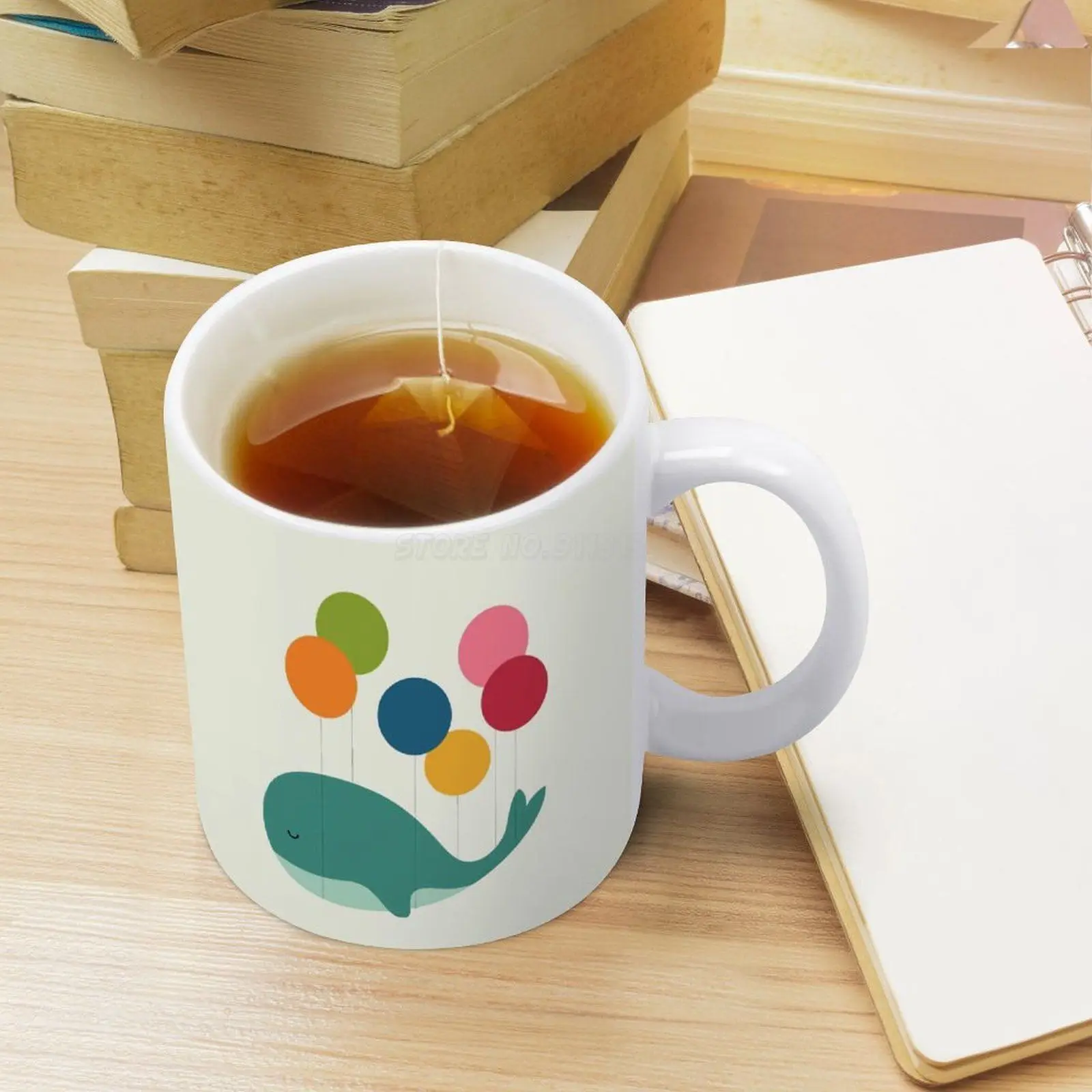 Dream Walker White Mug Coffee Mugs Girl Gift Tea Milk Cup Whale Fly Cute Fun Lovely Happy Cool Childhood Rainbow Ball |
