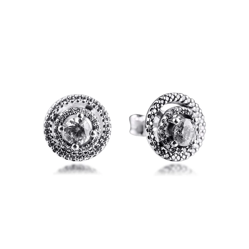

CKK Sparkling Double Halo Stud Earrings For Women Pendientes Plata 925 Sterling Silver Jewelry Boucle Oreille Femme Kolczyki