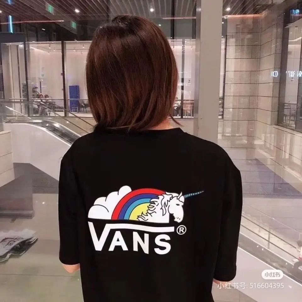 

Summer New Style Front and Back Double Printed Cotton T-shirt Men and Women Couples Same Style Loose Short Sleeves