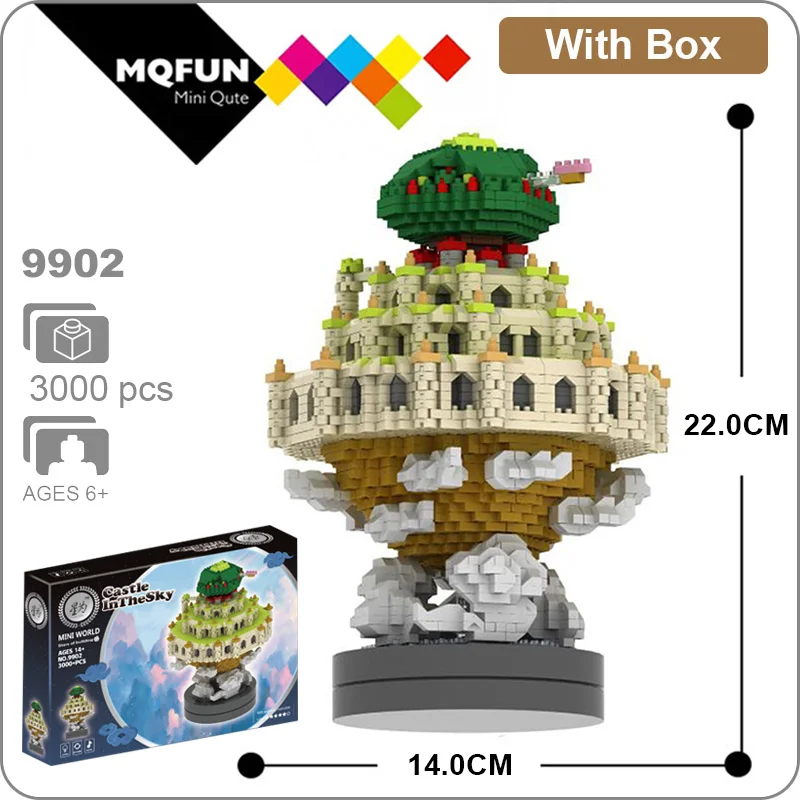 9902 With Box ZRK DIY мини-блок музыка вращающаяся вспышка база небо город строительные блоки микро дрель маленькая модель замка сборка развивающие игрушки - Цвет: 9902 With Box