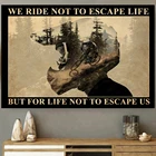Винтажный постер MTB поездка для побега в жизни, горный велосипед, настенные художественные знаки, холщовая живопись