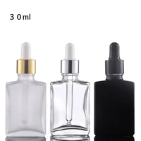 30ml empty clear square glass bottles eye dropper aromatherapy perfume 1oz frost black glass dropper vials