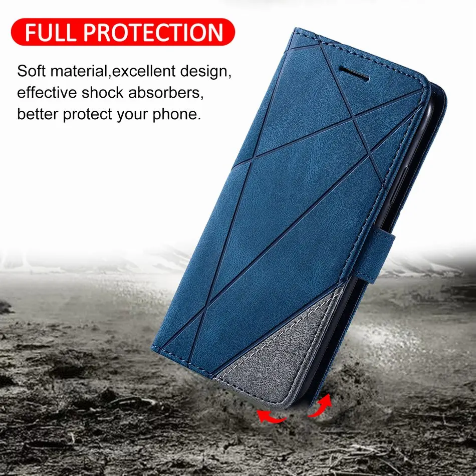 wallet flip leather phone case for bag xiaomi redmi note 10 pro 10s 10x k40 k20 pro rhombus stripe book cover 5g 4g a3 lite d21g free global shipping