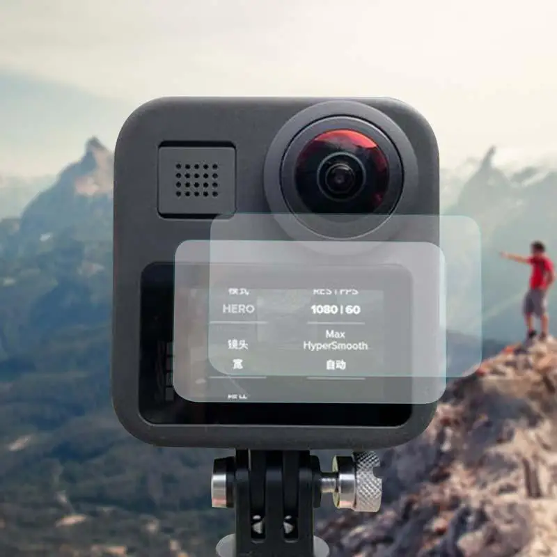 

Tempered Glass Films Set LCD HD Screen Protector Bubble-free Compatible for GoPro Max Black Action Camera Accessories