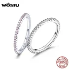 WOSTU горячая Распродажа 100% 925 пробы Серебряное геометрическое круглый, прозрачный CZ кольцо на палец для женщин обручальное ювелирное изделие подарок FIR066