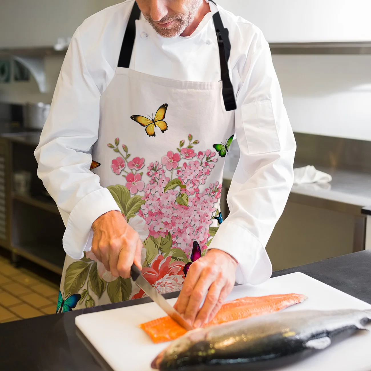 Tophome Кухонный Фартук розовый цветок иллюстрация бабочка регулируемые фартуки из