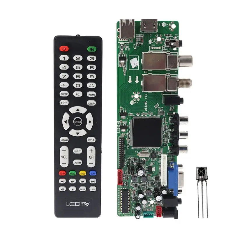 DVB-S2 DVB-T2 DVB-C цифровой сигнал ATV клен драйвер ЖК-дисплей дистанционного Управление доска пусковое устройство Универсальный двойной USB Медиа-QT526C T. S512.69