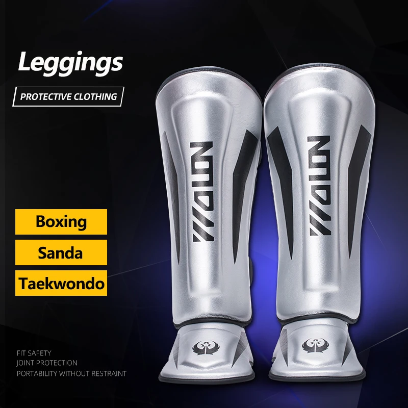 

Men Boxing Training Protective Legguards Muay Thai Sanda Leggings with Instep Kids Fighting Shin Guards