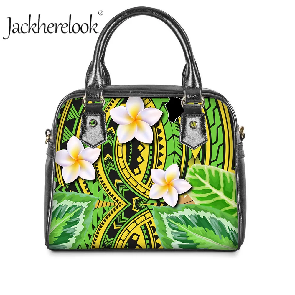 

Jackherelook Female Shoulder Bag Hawaii Polynesian Tribal Plumeria Printing Fashion Women Casual Luxury Tote Leather Sac