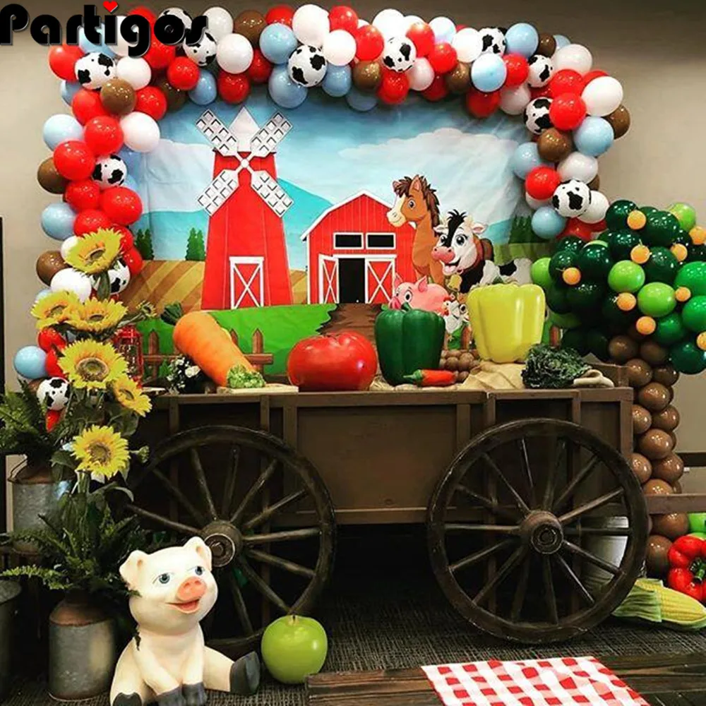 

Farm Party Decoration Balloon Garland Arch Kit For Kid 1St Birthday Backdrop Red Macaron Blue Latex Globos Baby Shower Decor