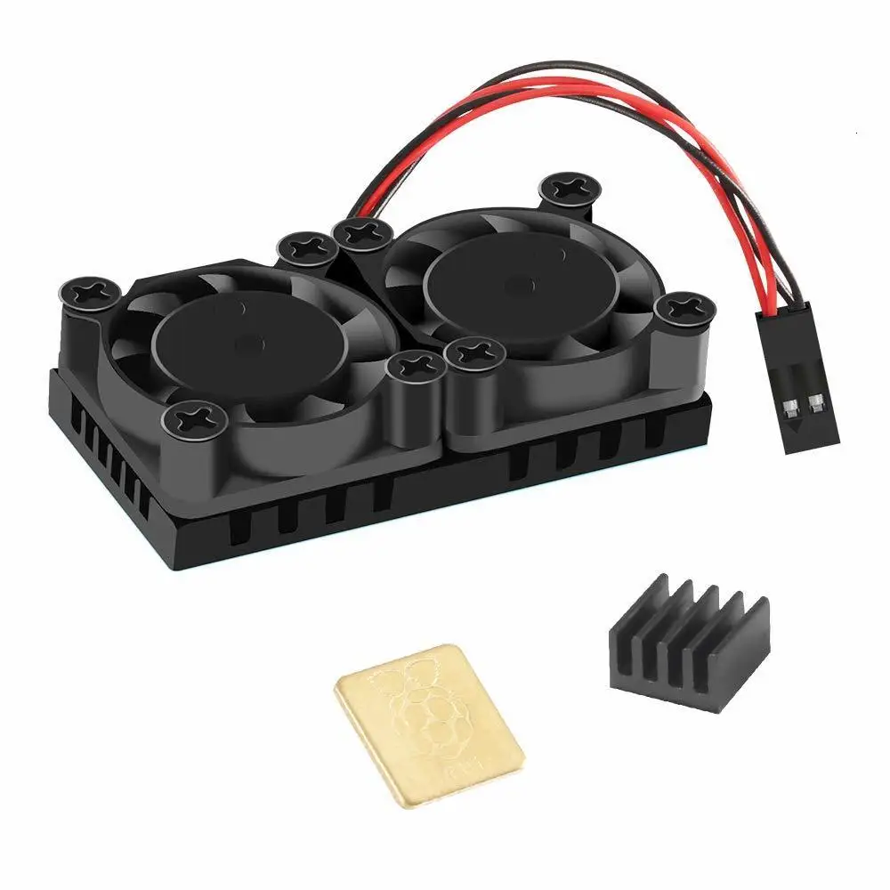 

Raspberry Pi 4 Model B Dual Fan with Heat Sink Ultimate Double Cooling Fans Cooler Optional for Raspberry Pi 4B/3B+