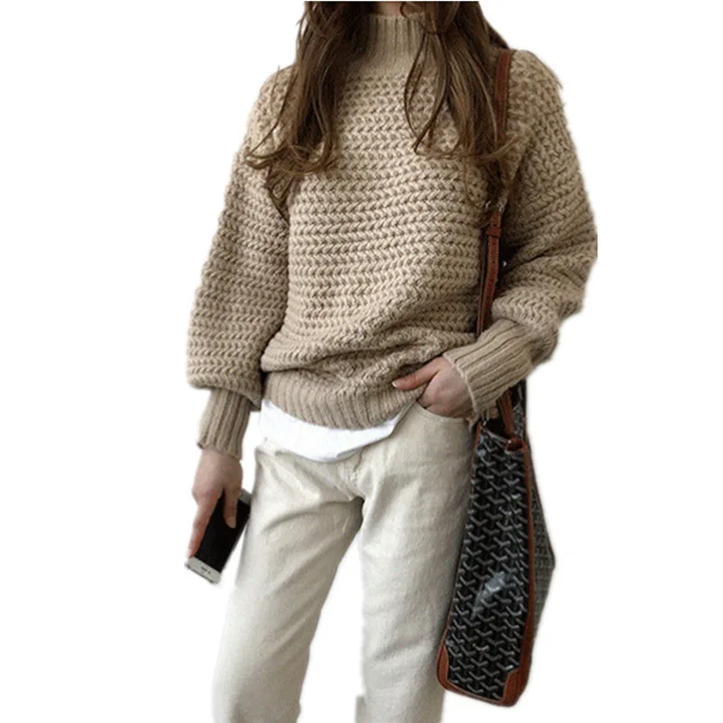 Women Winter Warm Turtleneck Chunky Knitted Sweater Knit Long Sleeve Jumper | Женская одежда