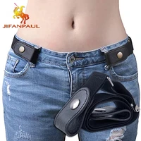 buckle free belt dress ladies slim sports trend jeans womens punk style comfortable elastic new waist pants stretch elastic