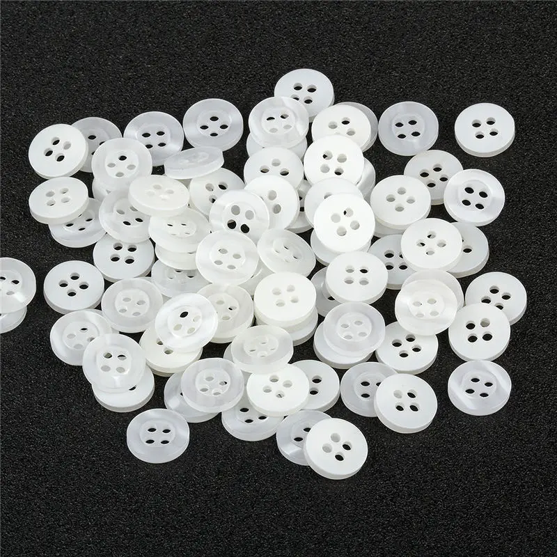 LB-53 white 100 шт./лот, одноцветные мини-кнопки, прозрачные, белые, черные, резиновые, круглые плоские с оборота кнопки, сделай сам, шитье, Детские аксессуары для рубашек, одежды - Цвет: LB-53 white