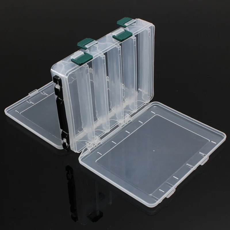 

10 Compartments White Plastic Fly Fishing Lure Tackle Box Double Sided High Strength Transparent Visible with Drain Hole 20*17*4
