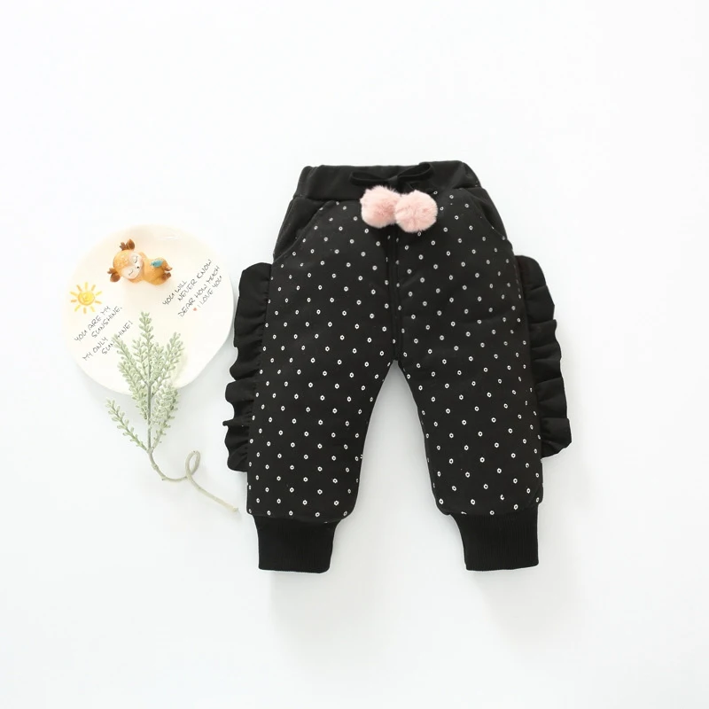 2019 теплые зимние бархатные штаны с принтом для маленьких девочек утепленные