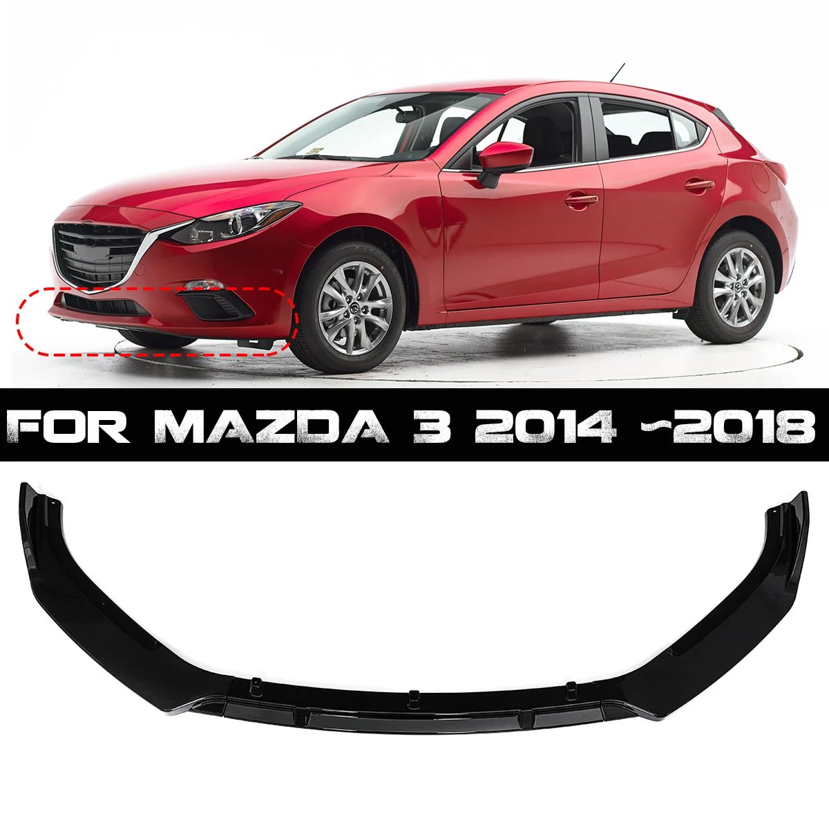 Глянцевый черный Автомобильный разделитель для переднего бампера 3 шт. крышка