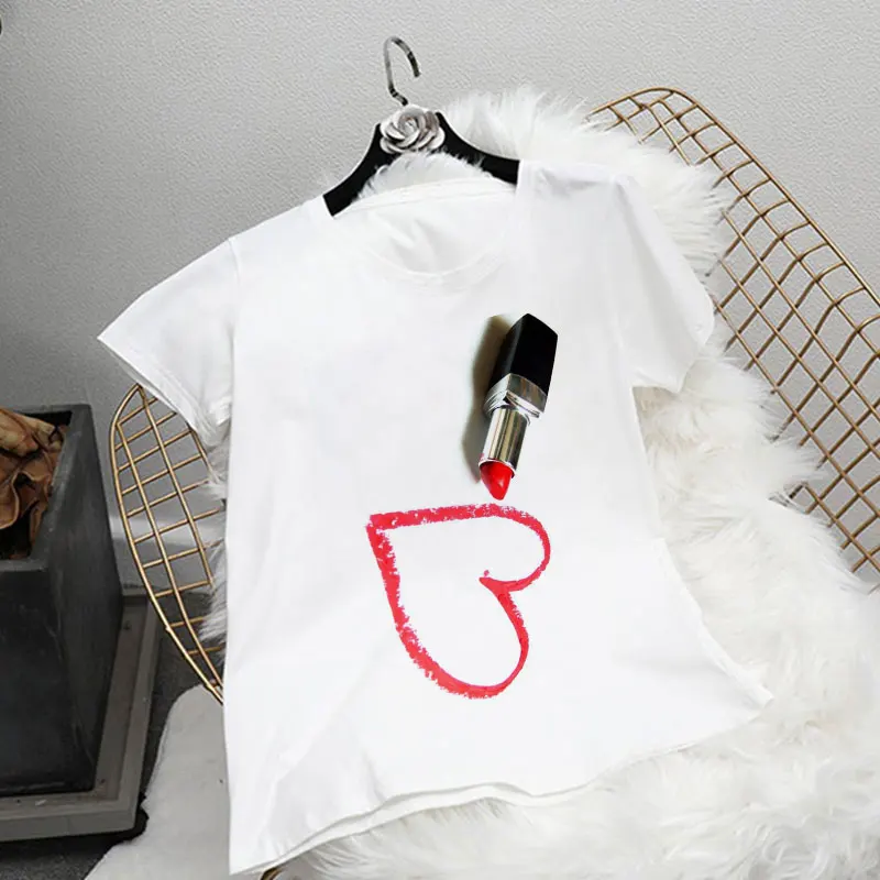 Vogue футболка для девочек в стиле ретро футболки грудничков губная помада детская