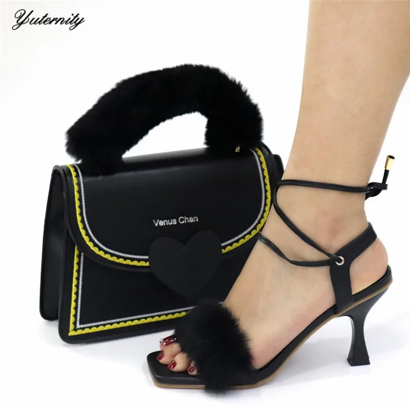 

High Quality Italian PU Leather Woman Shoes And Purse Set African Style High Heels Shoes And Bag Set For Party Dress